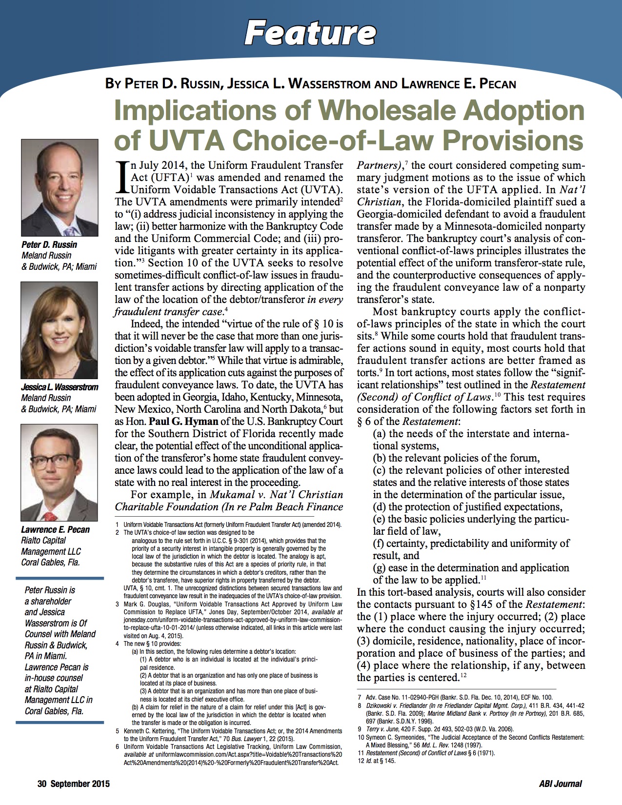 MRB ABI Implications of Wholesale Adoption of UTVA Choice-of-Law Provisions Page 1